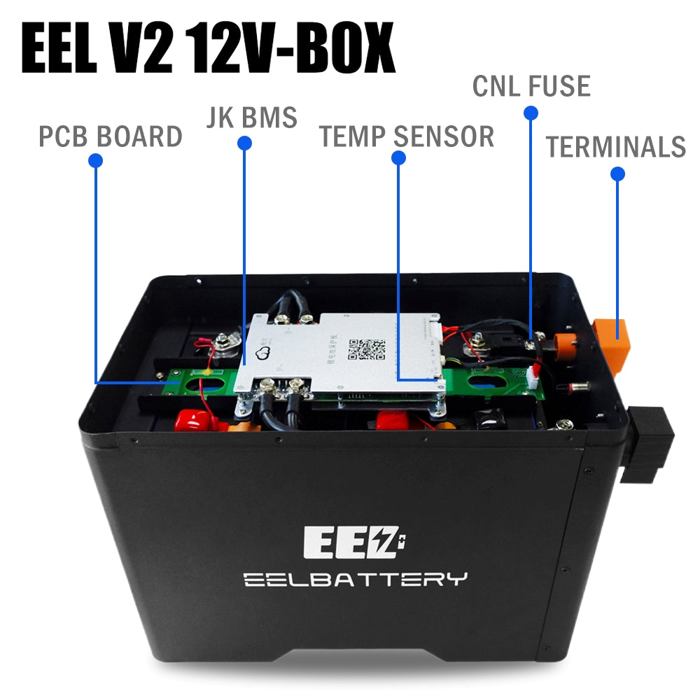 12V LiFePO4 Preassemble Battery V2 Pack with JK Bluetooth BMS Active Balance,for RV,EV,Off-Grid EEL BATTERY