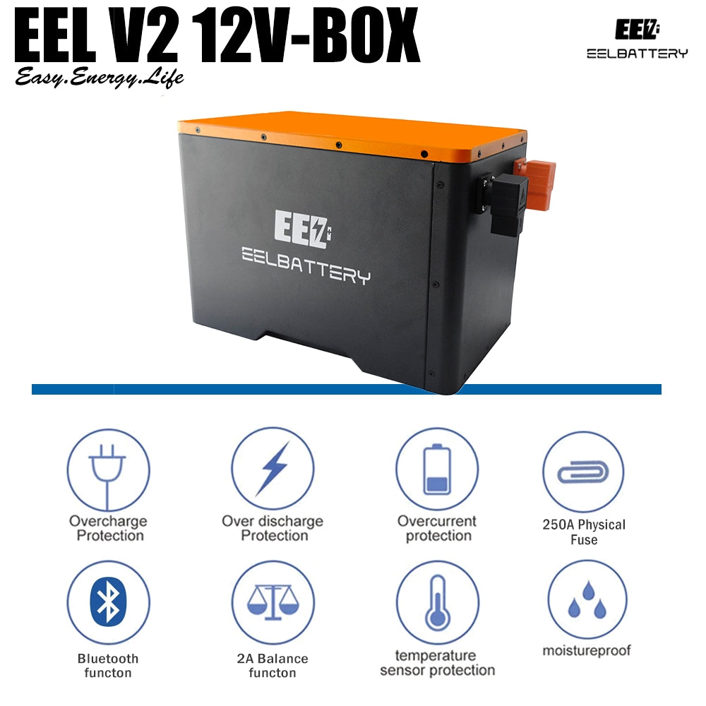 12V LiFePO4 Preassemble Battery V2 Pack with JK Bluetooth BMS Active Balance,for RV,EV,Off-Grid EEL BATTERY