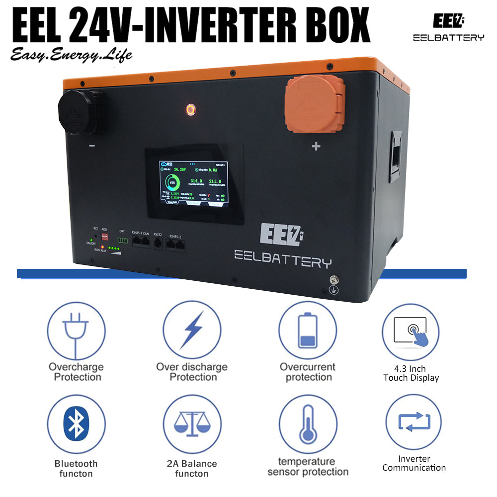 24V DIY Case LiFePO4 Battery Box with JK Inverter 200A Active Balance Smart BMS for Golf Cart,RV,Camper Yacht