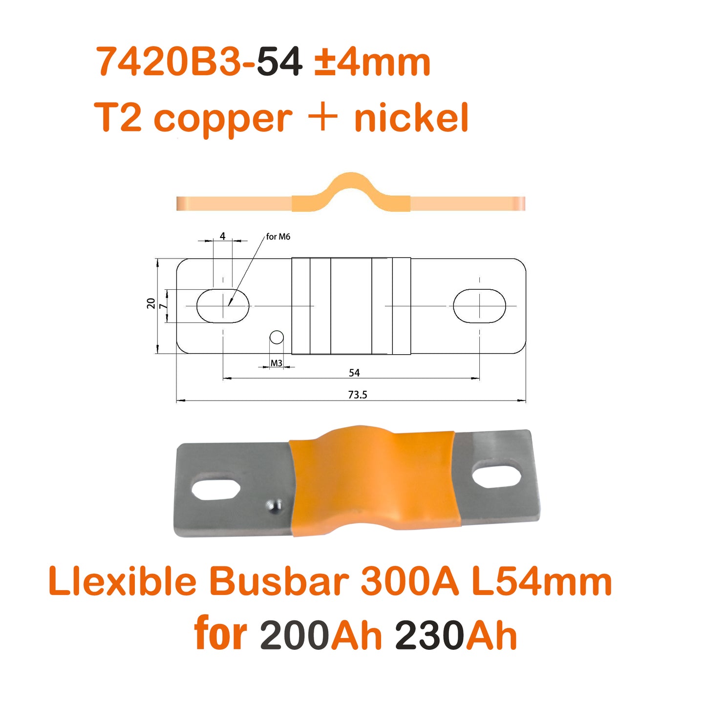 4PCS Flexible Nickel-Plated Copper Bus Bar Terminal Connectors with one M3 hole EEL BATTERY