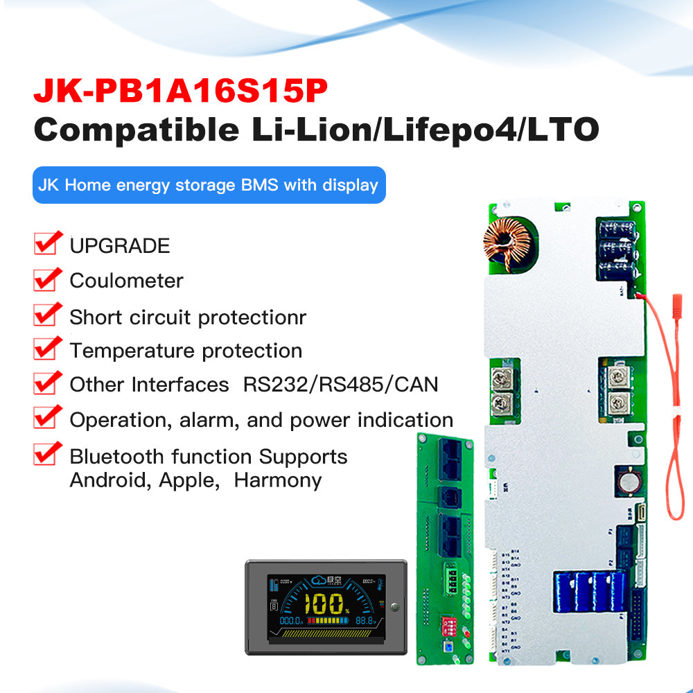 JK 200A 16S 48V CAN/RS485 Lifepo4 Battery 2A Active Balance JK Inverter BMS Protection Board EEL BATTERY