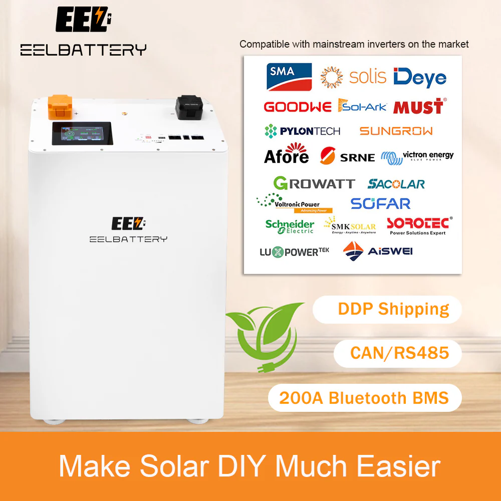 EEL 48V 16S DIY Vertical JK V3 Box DIY Battery Kits with JK V19 Inverter BMS and Wheels EEL BATTERY
