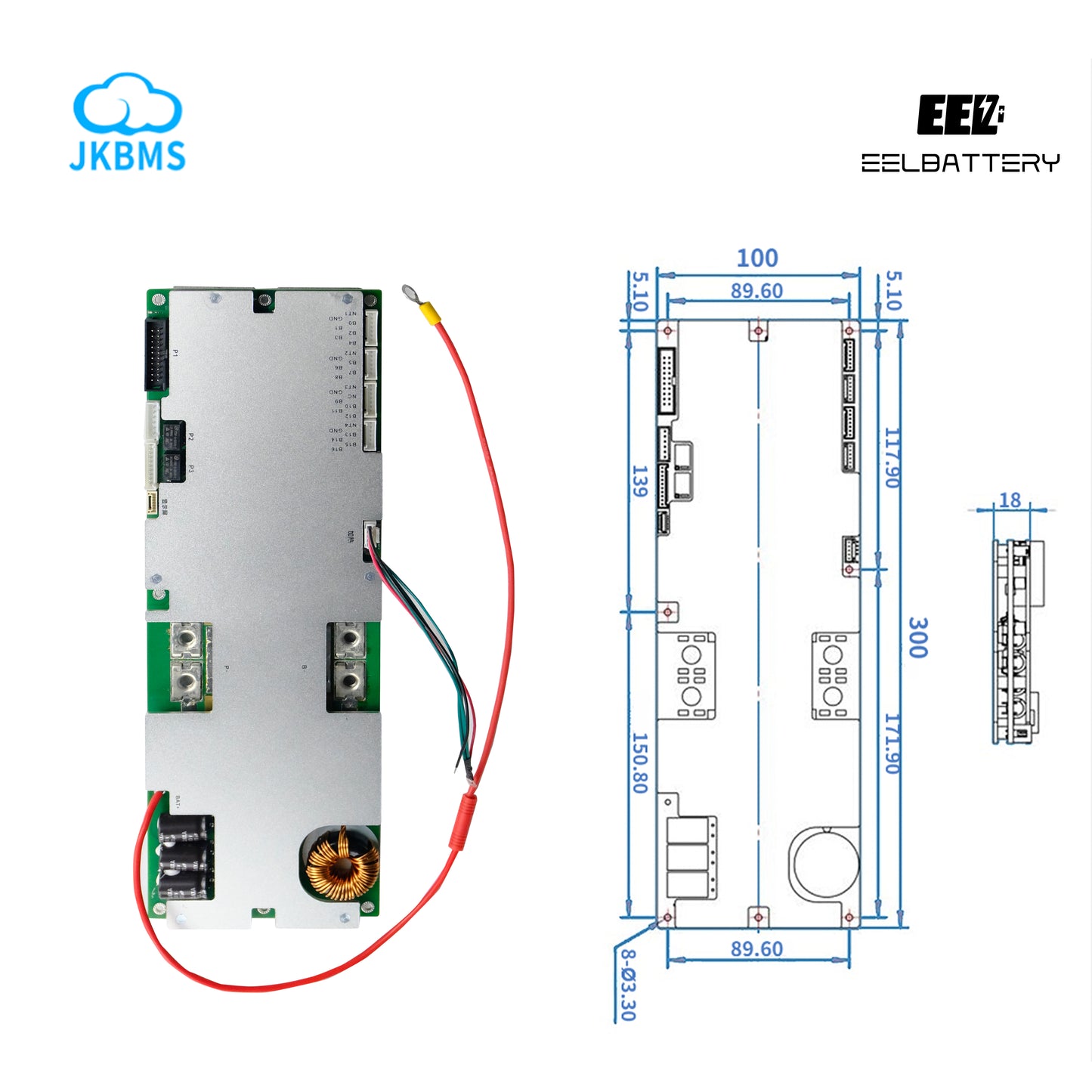 JK 200A 16S 48V CAN/RS485 Lifepo4 Battery 2A Active Balance JK Inverter BMS Protection Board EEL BATTERY