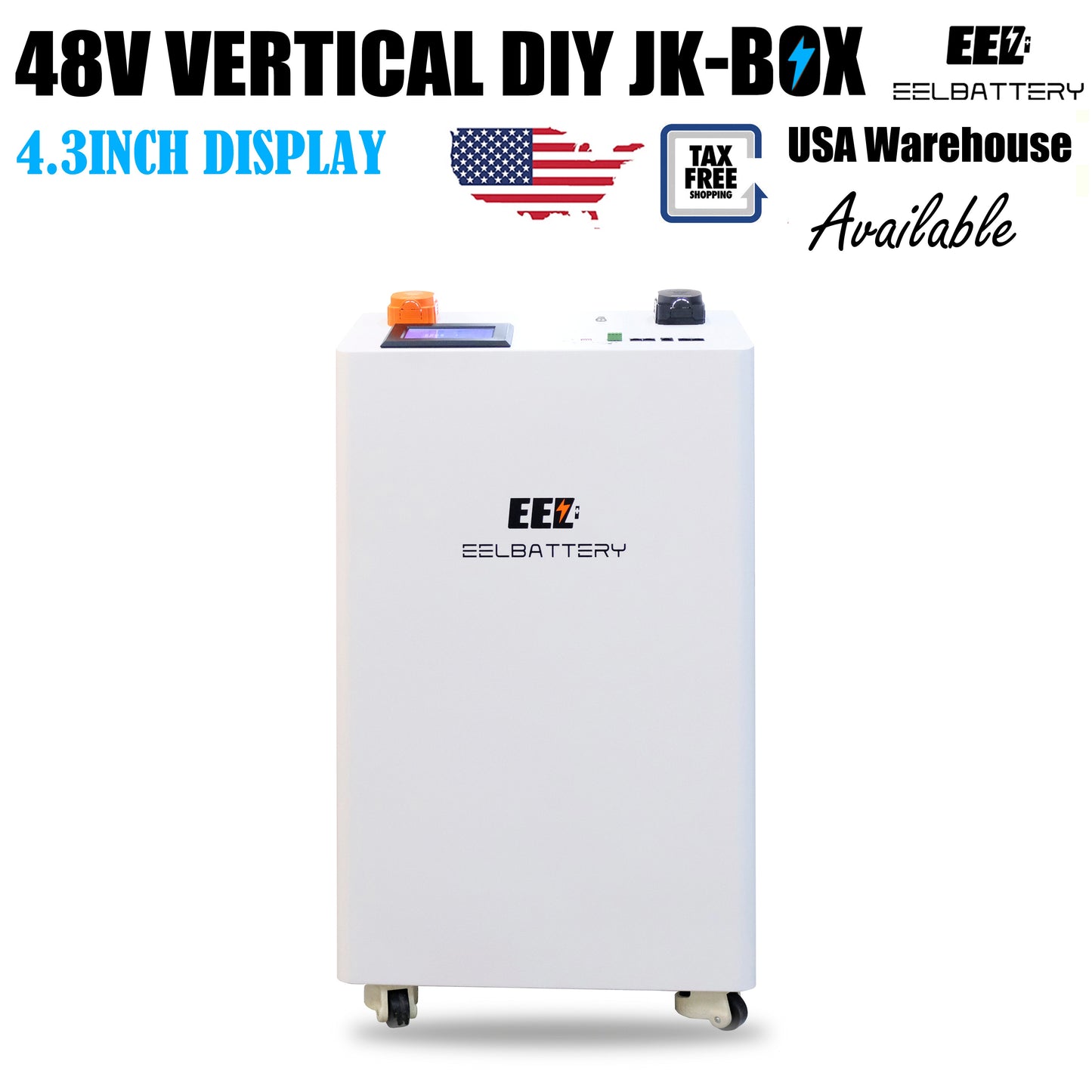 EEL 48V 16S DIY Vertical V19 JK Box DIY Battery Kits with JK Inverter BMS and Wheels USA Stock Pre-sale EEL BATTERY