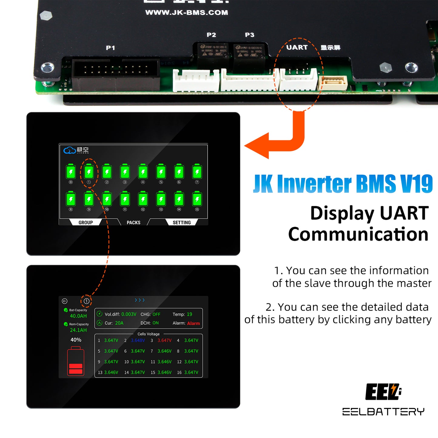 JK 200A 16S 48V CAN/RS485 Lifepo4 Battery 2A Active Balance JK Inverter BMS Protection Board