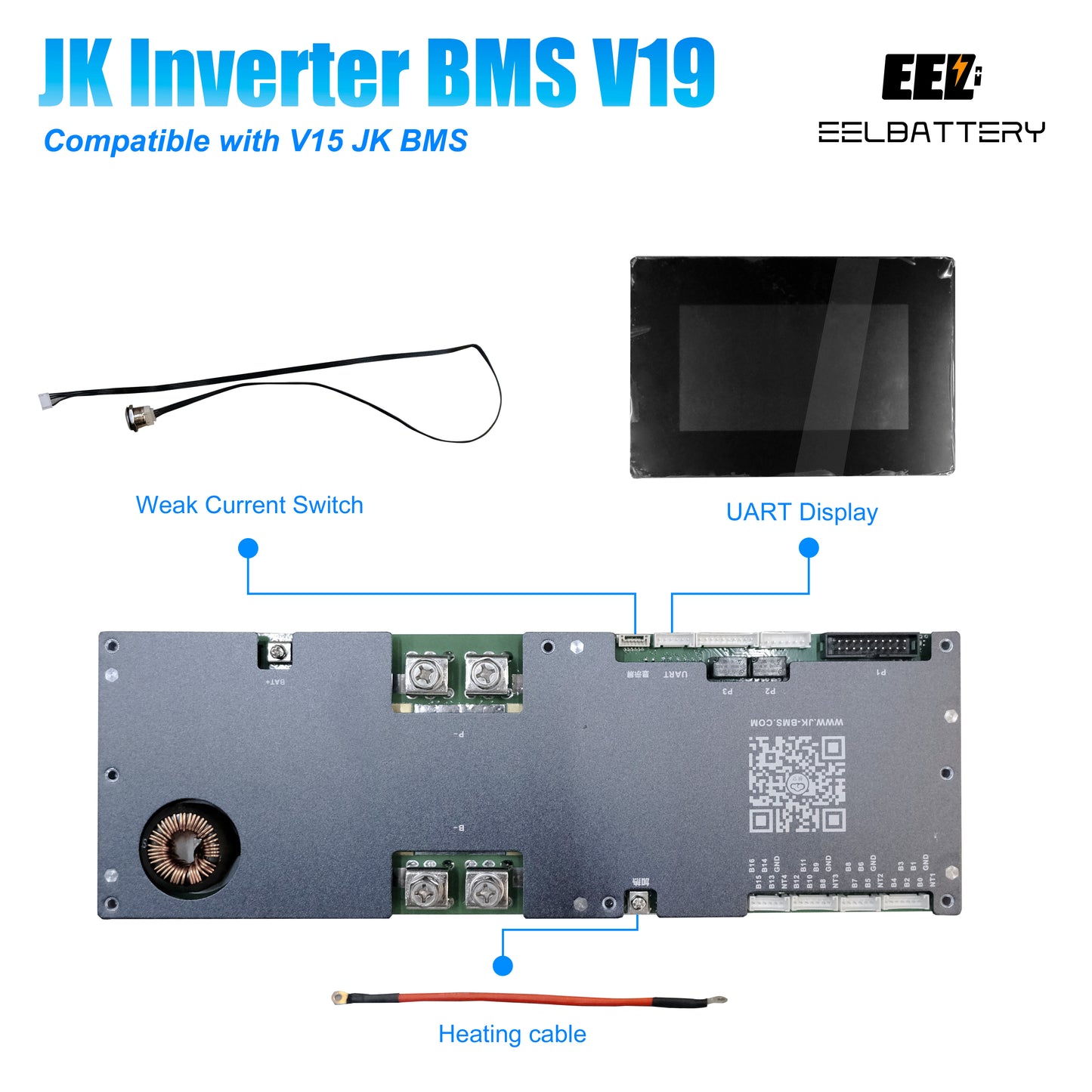 JK 200A 16S 48V CAN/RS485 Lifepo4 Battery 2A Active Balance JK Inverter BMS Protection Board
