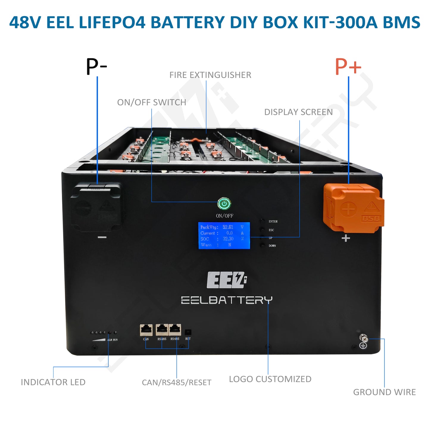 EEL 48V 16S Batterie-DIY-Kit-Box mit 300A Seplos V4.0 Bluetooth BMS zur Energiespeicherung, EU-Versand