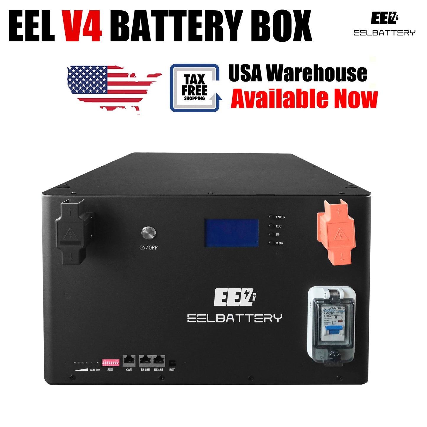 EEL 48V Battery V4 Box with Seplos 10E Bluetooth BMS Energy Storage Stackable Type USA Shipping
