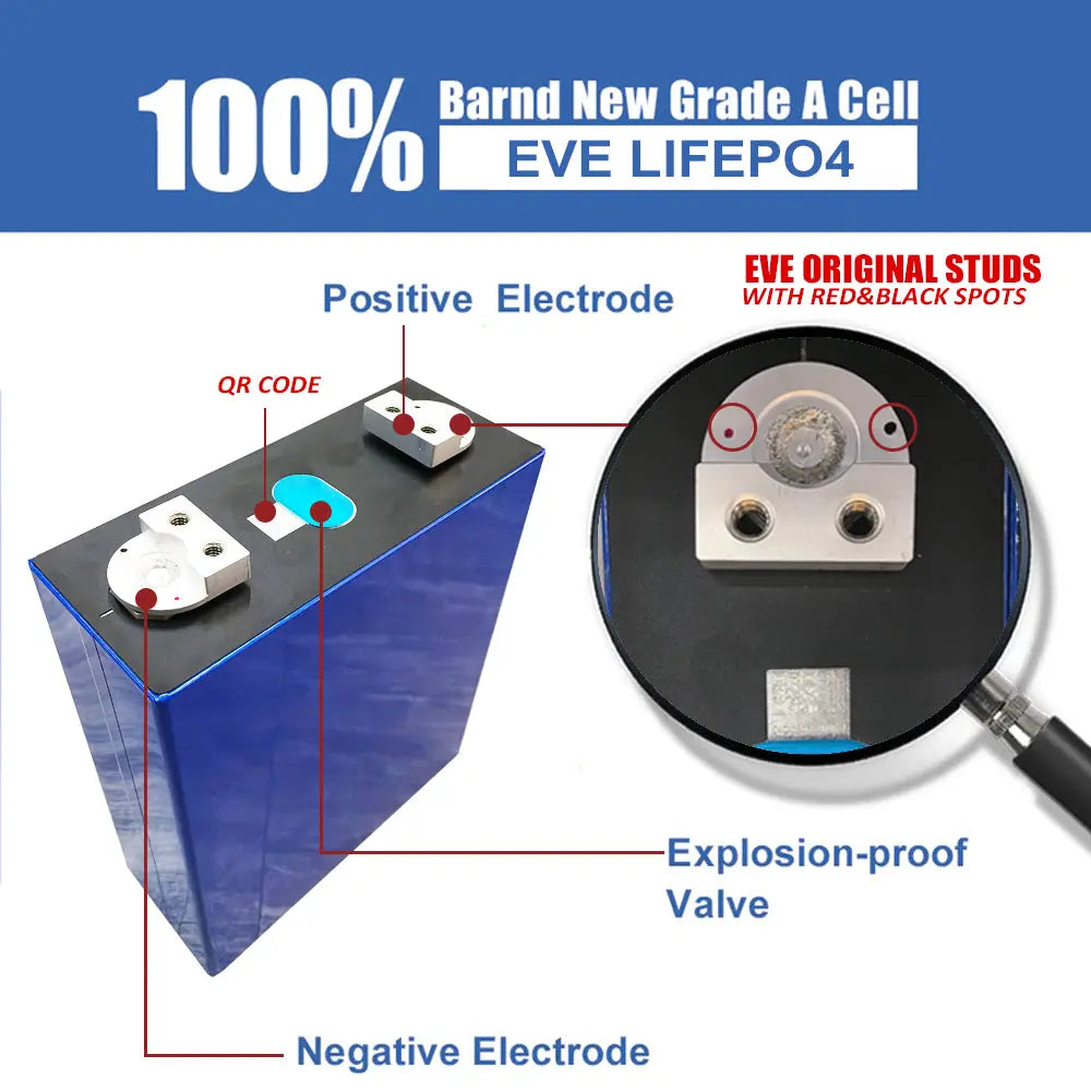 4PCS 3.2V 330Ah EVE MB30 with Double-thread Studs Grade A LiFePO4 Battery Cells Full Capacity China Shipping EEL BATTERY