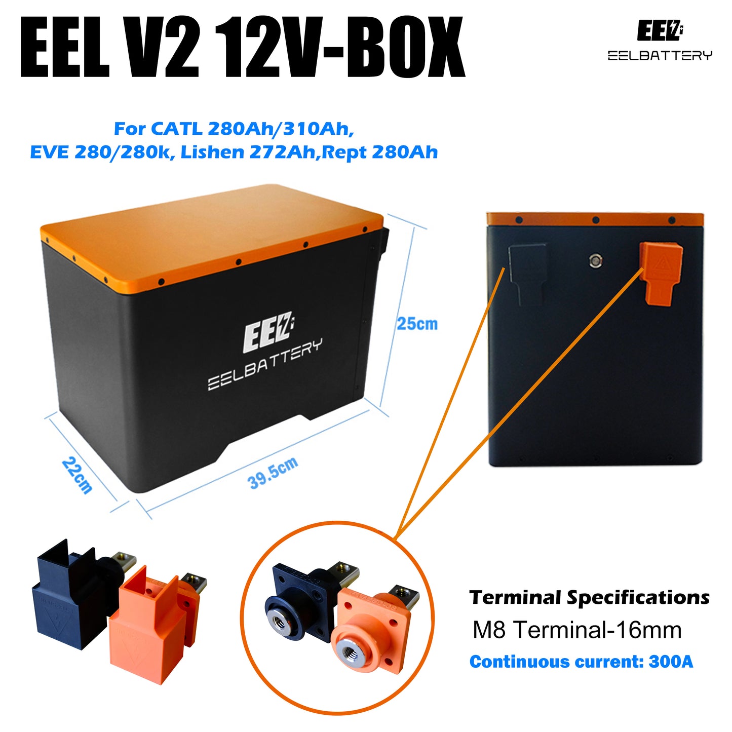 12V LiFePO4 Preassemble Battery V2 Pack with JK Bluetooth BMS Active Balance,for RV,EV,Off-Grid EEL BATTERY