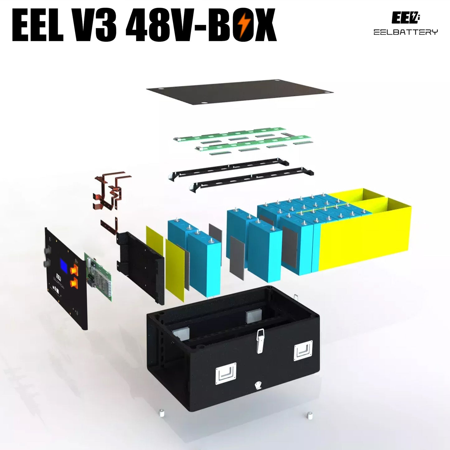 EEL 48V 16S V3 Server Rack Battery DIY 280 Box Kits with Bluetooth BMS Home Energy Storage Stackable Type EEL BATTERY