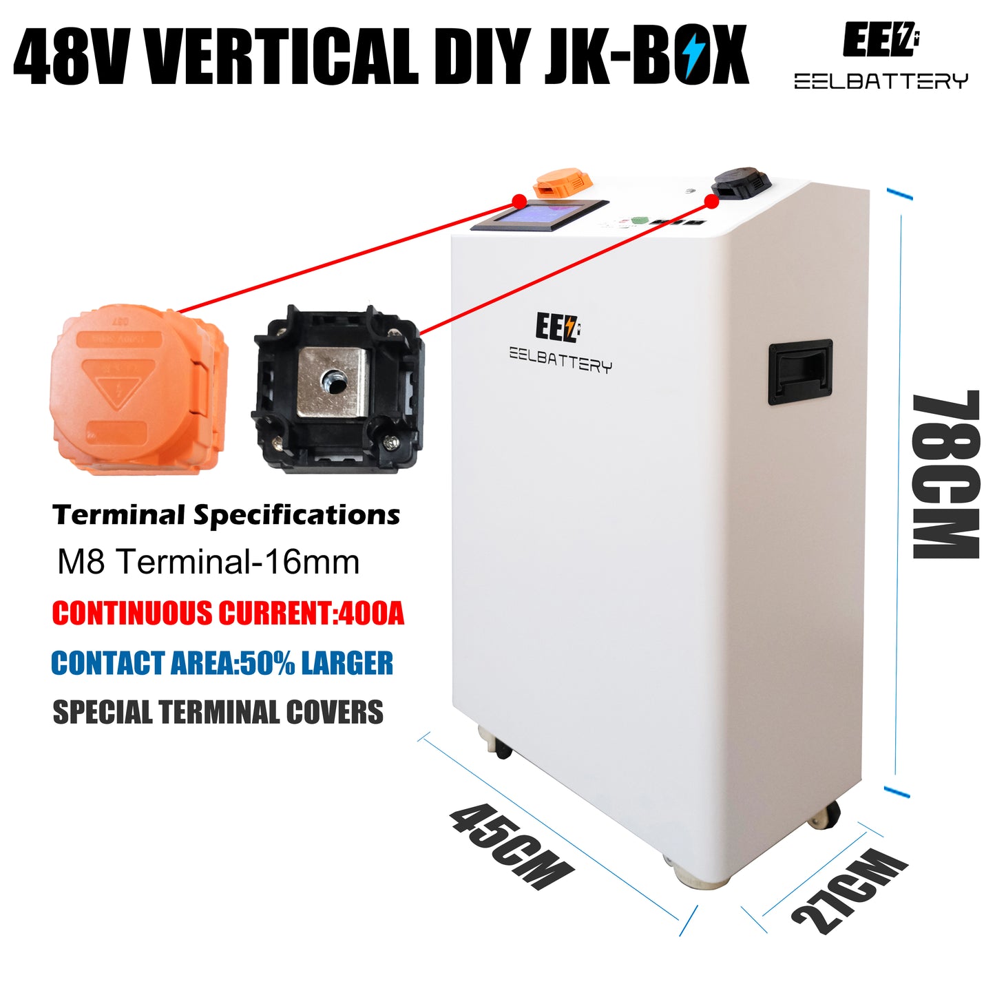EEL 48V 16S DIY 280 Vertical DIY Battery Box Kits with JK Inverter BMS and Wheels EU Stock
