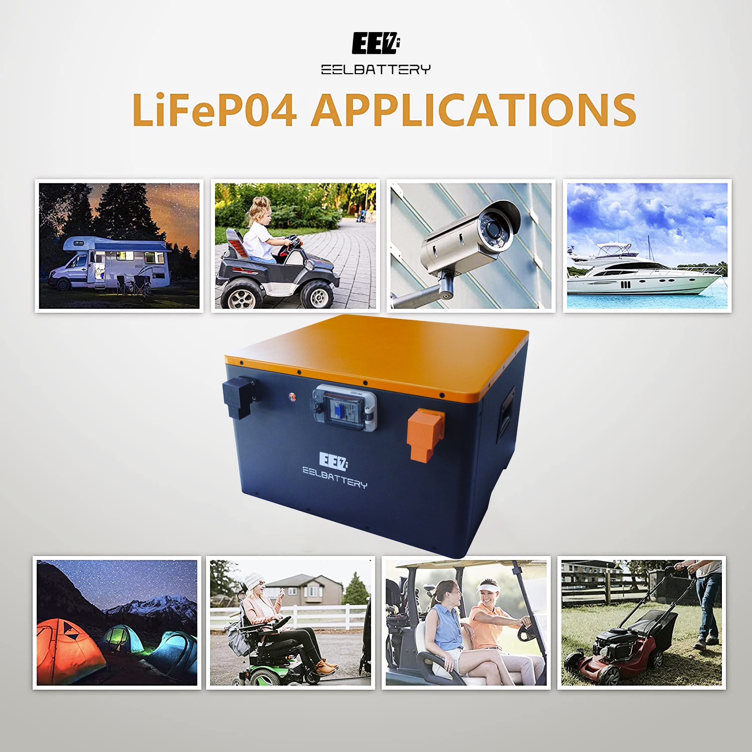 24V DIY Case LiFePO4 Battery Box with JK 200A Active Balance Smart BMS for Golf Cart,RV,Camper Yacht - EEL BATTERY