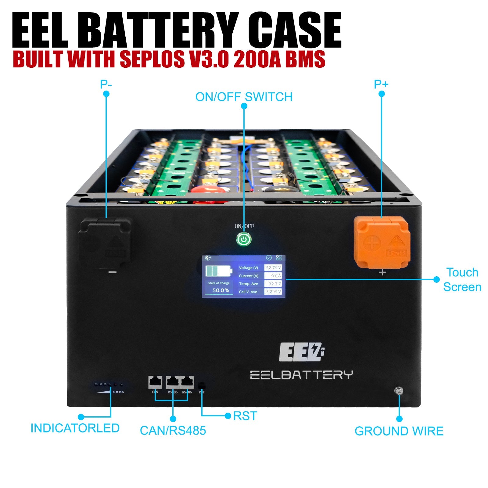 EU Stock-EEL 48V 16S Battery DIY Kit Box with 200A Seplos V3.0 Bluetooth BMS for Energy Storage Free Shipping & Free Tax & With Cells EEL BATTERY