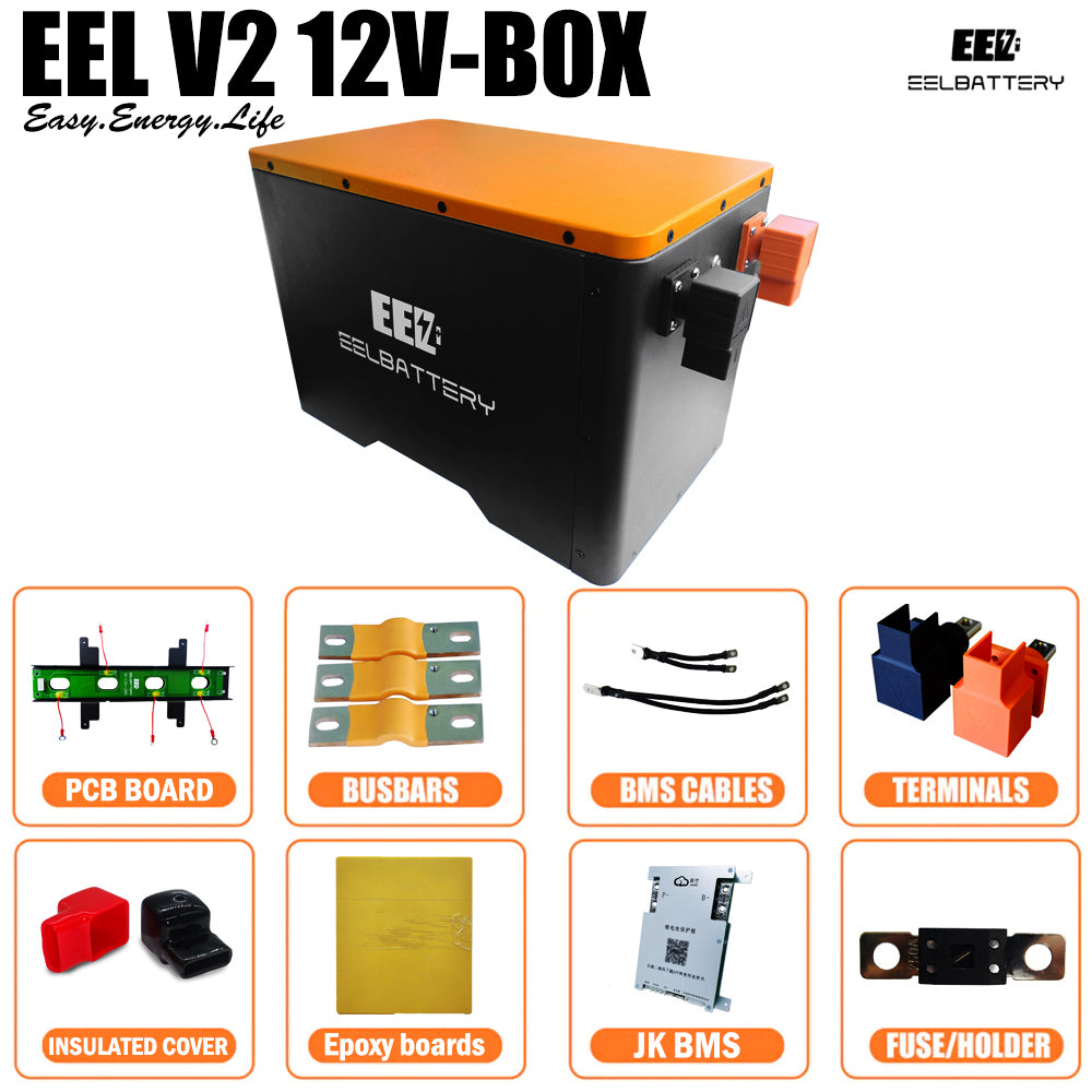 12V LiFePO4 Battery DIY Kit with JK 200A JK BMS 2A Balance,250A Fuse for Golf Cart,RV,EV Applications - EEL BATTERY