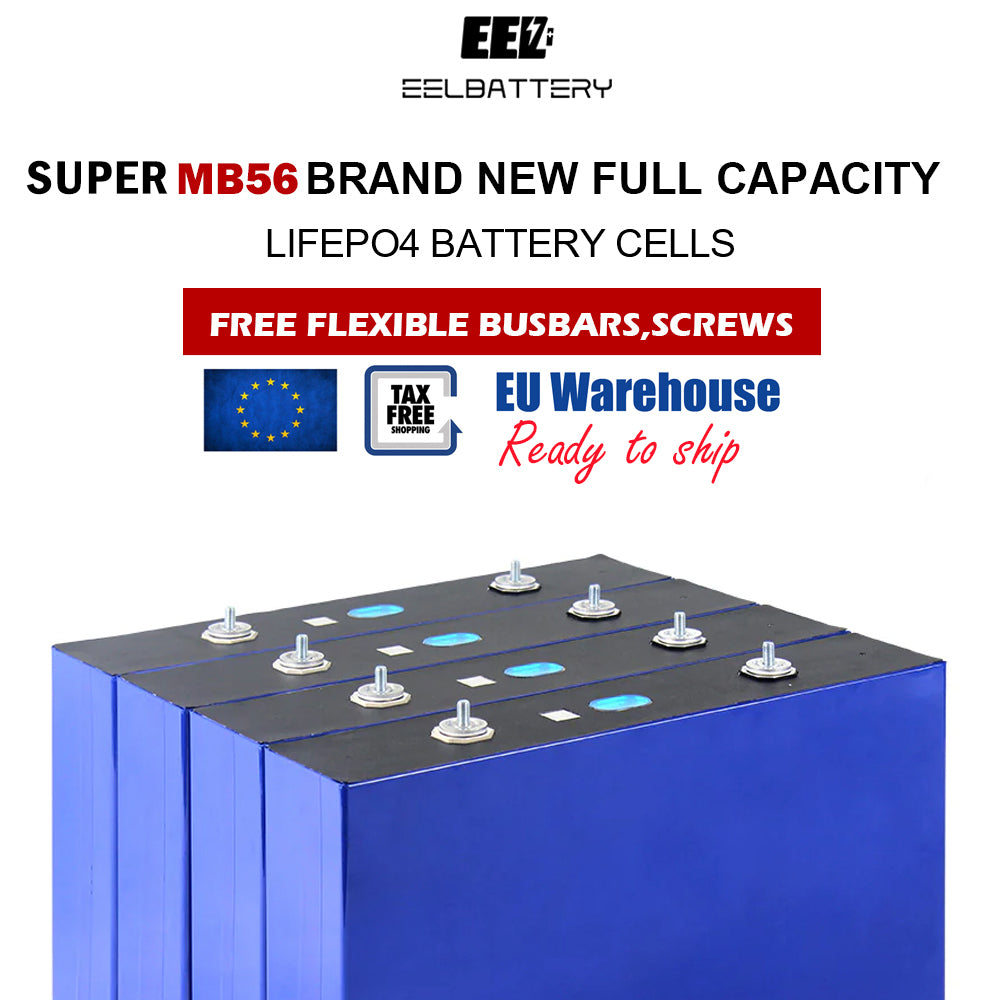 EU Stock-4PCS 3.2V 628Ah EVE MB56 with Double-thread Studs Grade A LiFePO4 Battery Cells Free Shipping& Free Tax& With Cells EEL BATTERY