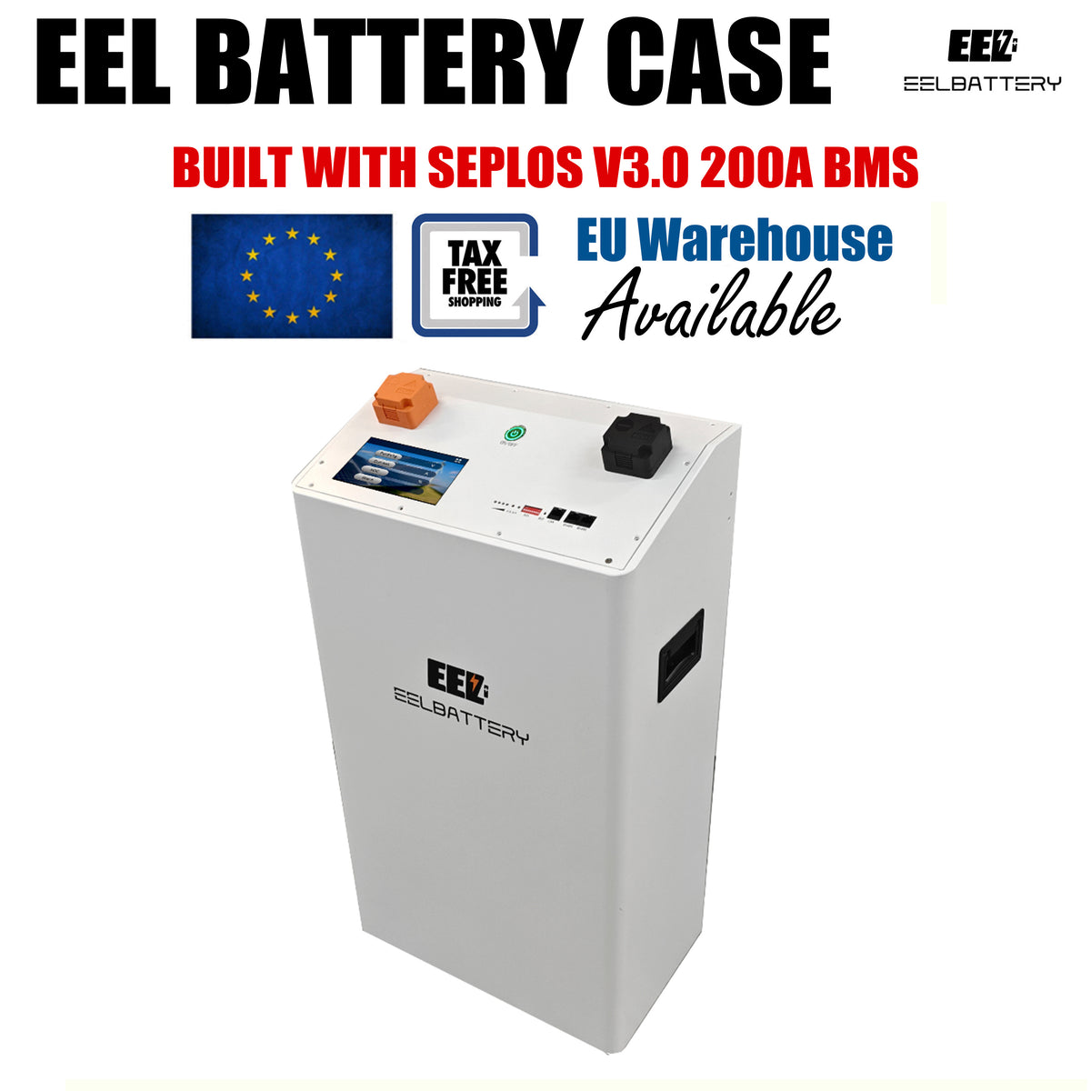 EU Stock-EEL 48V 16S Battery DIY Kit Box with 200A Seplos V3.0 Bluetooth BMS Multi-languages for Energy Storage Free Shipping & Free Tax