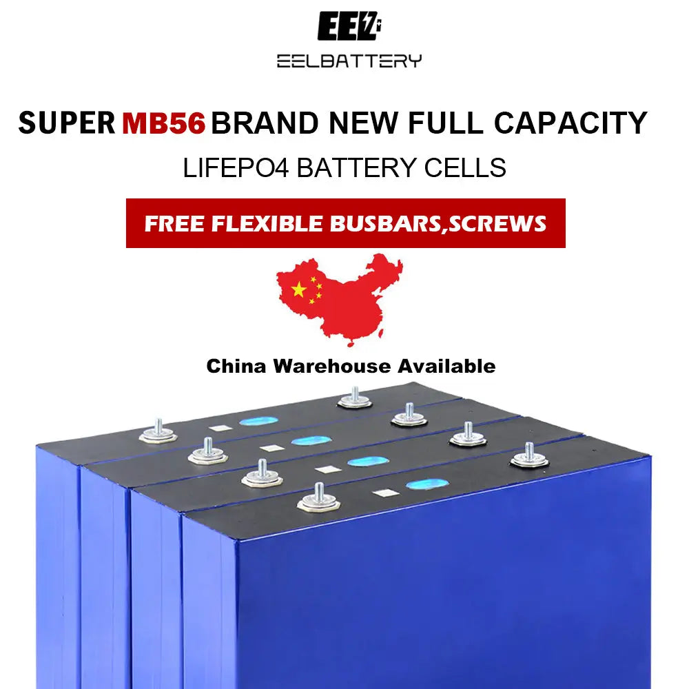 4PCS 3.2V 628Ah EVE MB56 with Double-thread Studs Grade A LiFePO4 Battery Cells Full Capacity China Shipping EEL BATTERY