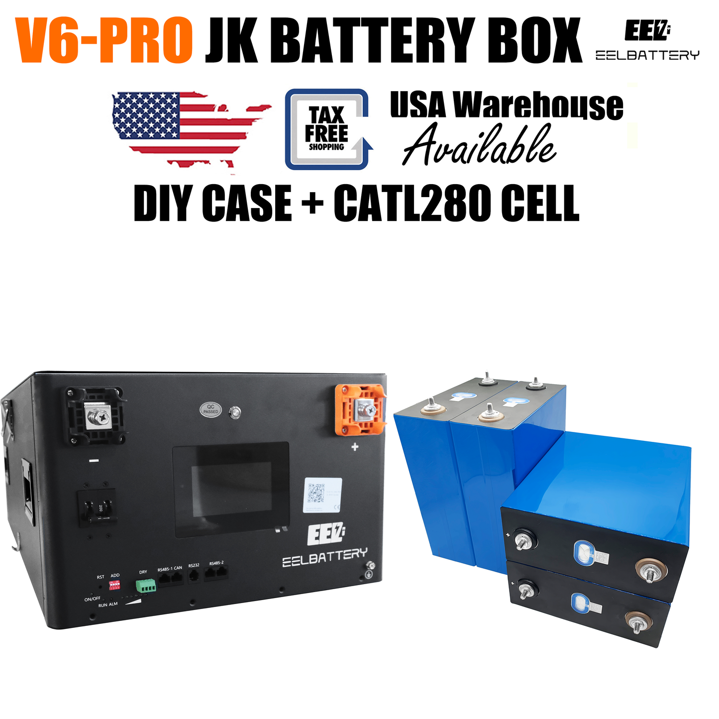 USA Stock-EEL 48V 16S V6-Pro JK Battery Stackable Box DIY Kits with 200A JK V19 BMS Energy Storage System EEL BATTERY