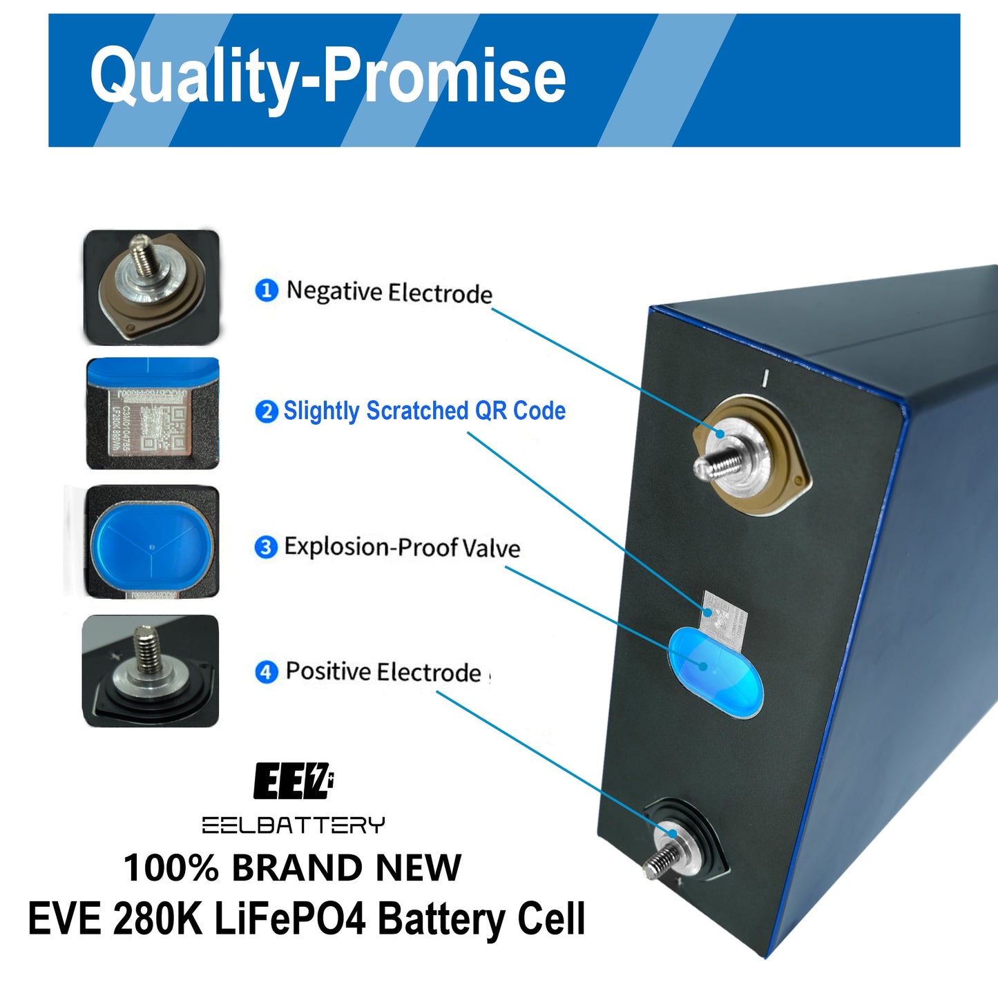 4PCS 3.2V 280Ah EVE lf280k LiFePO4 Battery Cells for DIY Solar Energy Storage with B Mark USA Shipping EEL BATTERY