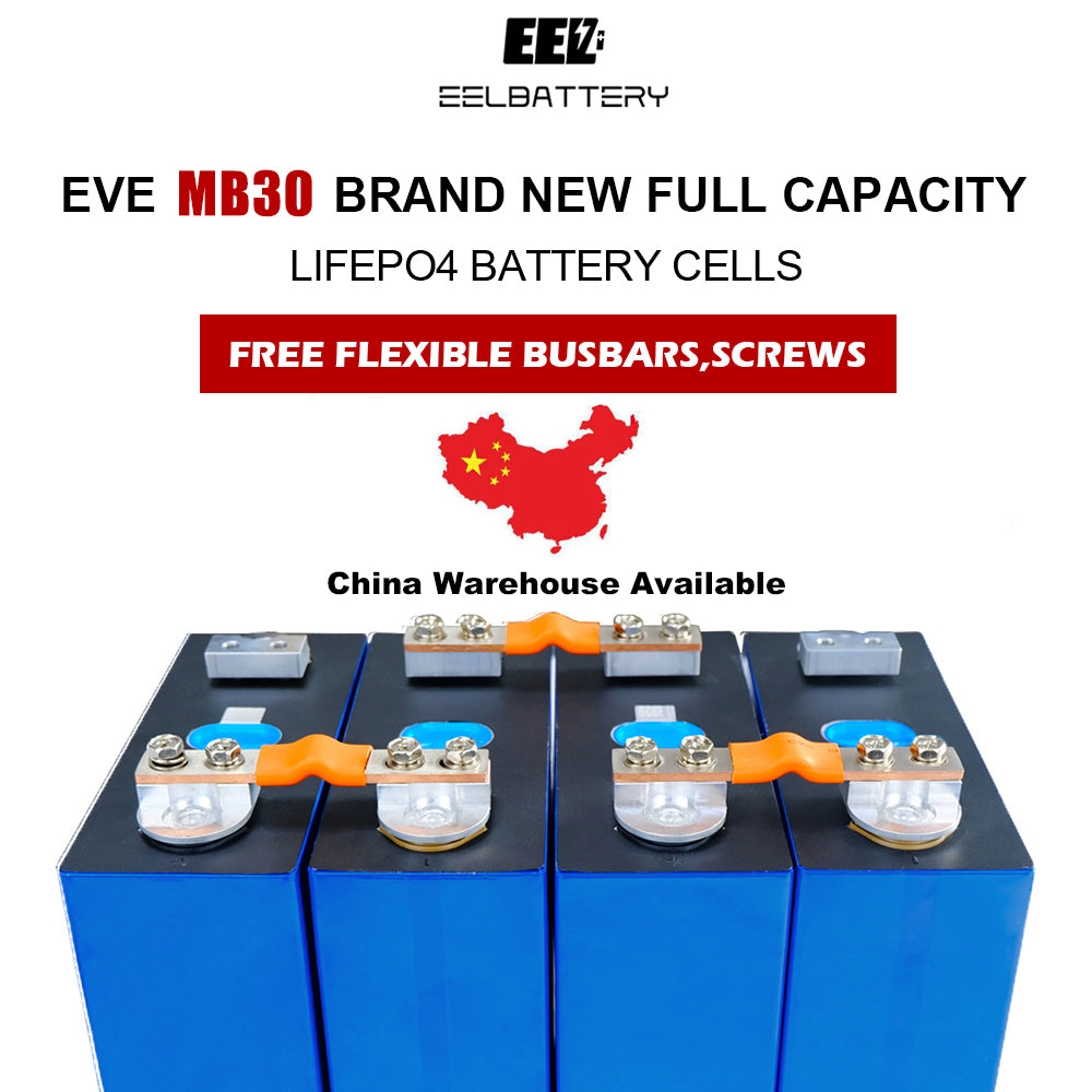 4PCS 3.2V 306Ah EVE MB30 with Double-thread Studs Grade A LiFePO4 Battery Cells Full Capacity China Shipping - EEL BATTERY