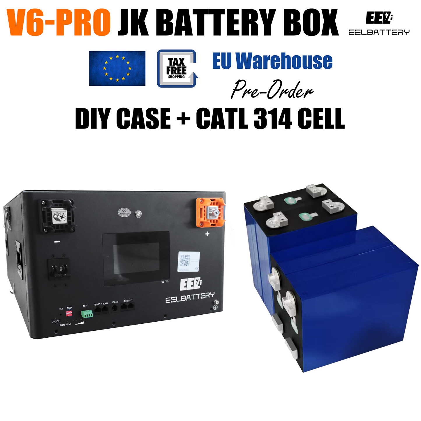 EU Stock-EEL 48V 16S V6-Pro JK Battery Stackable Box DIY Kits with 200A V19 Inverter BMS Energy Storage System Pre-sale Free Shipping & Free Tax & With Cells EEL BATTERY
