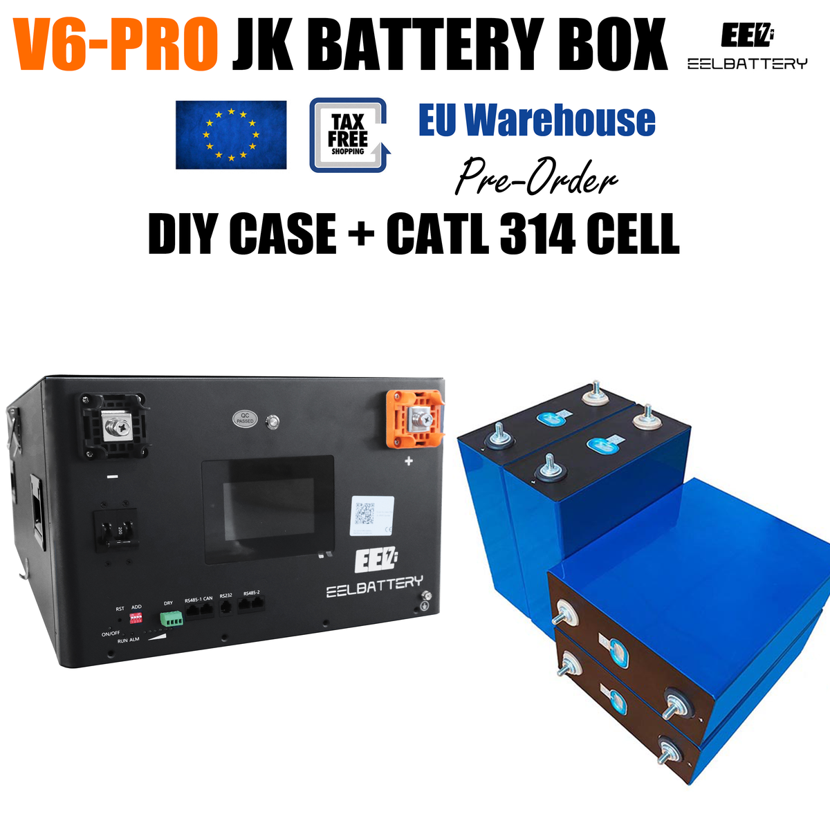 EU Stock-EEL 48V 16S V6-Pro JK Battery Stackable Box DIY Kits with 200A V19 Inverter BMS Energy Storage System DDP Free Shipping & Free Tax & With Cells
