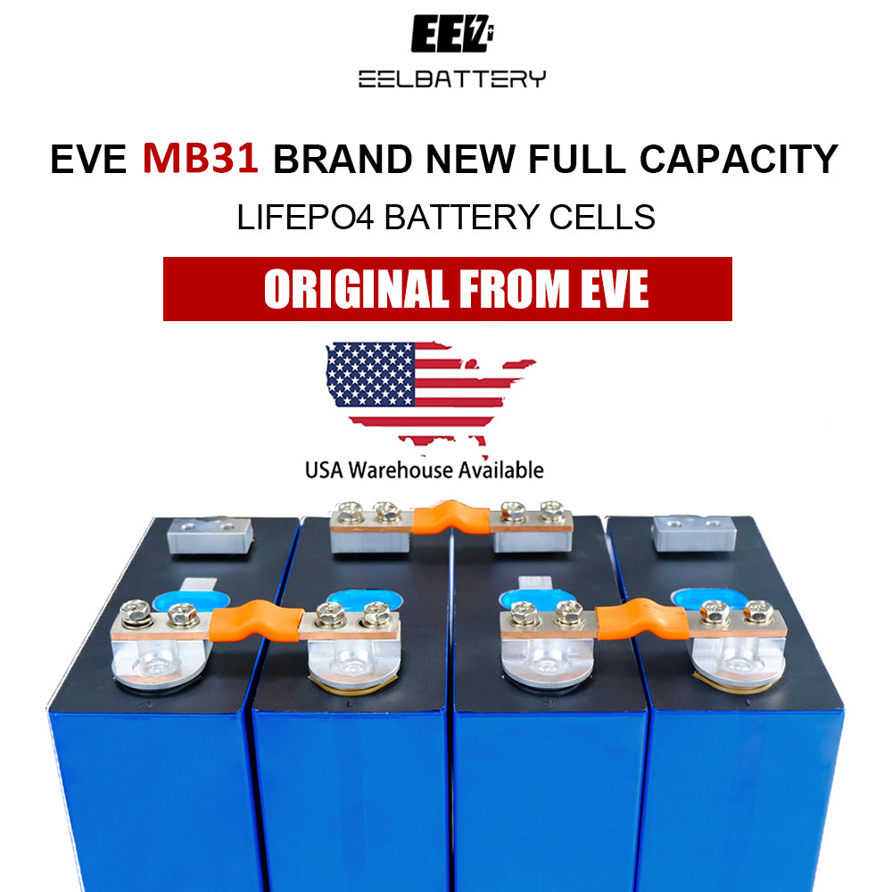 4PCS 3.2V 330Ah EVE MB31 with New Studs Grade A LiFePO4 Battery Cells USA Shipping