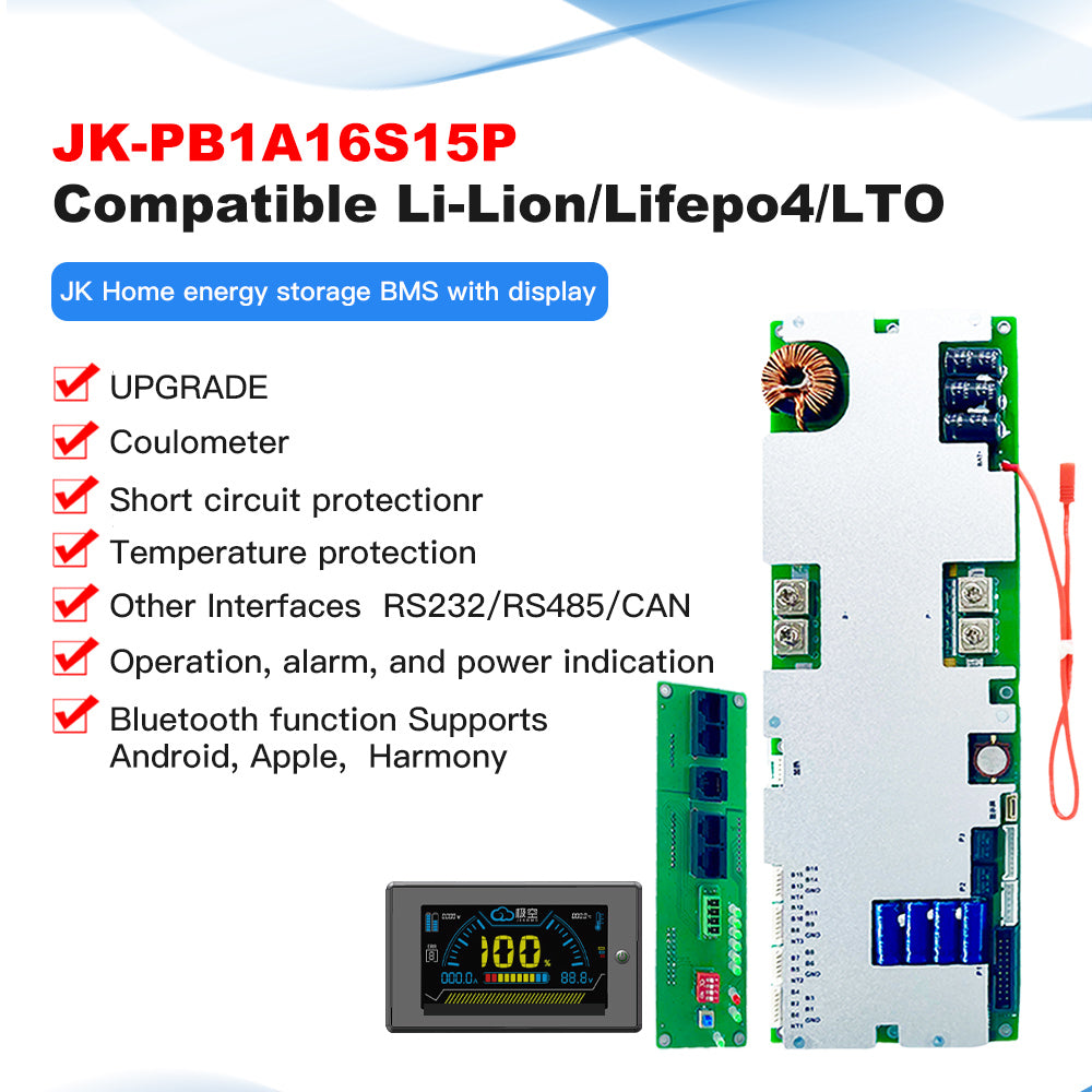 JK 200A 16S 48V CAN/RS485 Lifepo4 Battery 2A Active Balance BMS Protection Board