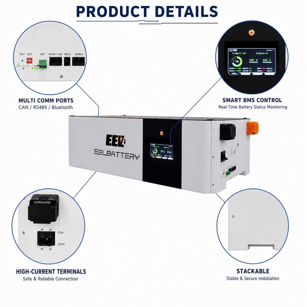 EU Stock-51.2v 17kWh EEL Server Rack Pre-assembled LiFePO4 Battery Pack with JK V19 BMS for Home Power and Solar Energy Storage - EEL BATTERY