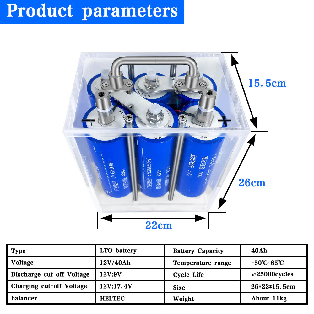 12V Yinlong 40Ah LTO Battery 40Ah Battery Pack 6S1P Ingebouwde Balancer Cycle Life 20000 Free Shipping & Free Tax & With Cells Yinlong