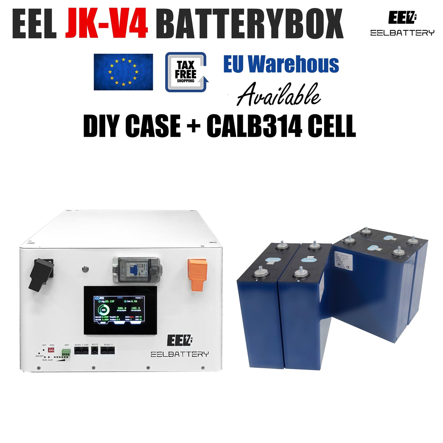 EEL 48V 16S Server Rack Battery V4 Box DIY Stackable Kits with JK V19 BMS Box Energy Storage EU Stock EEL BATTERY