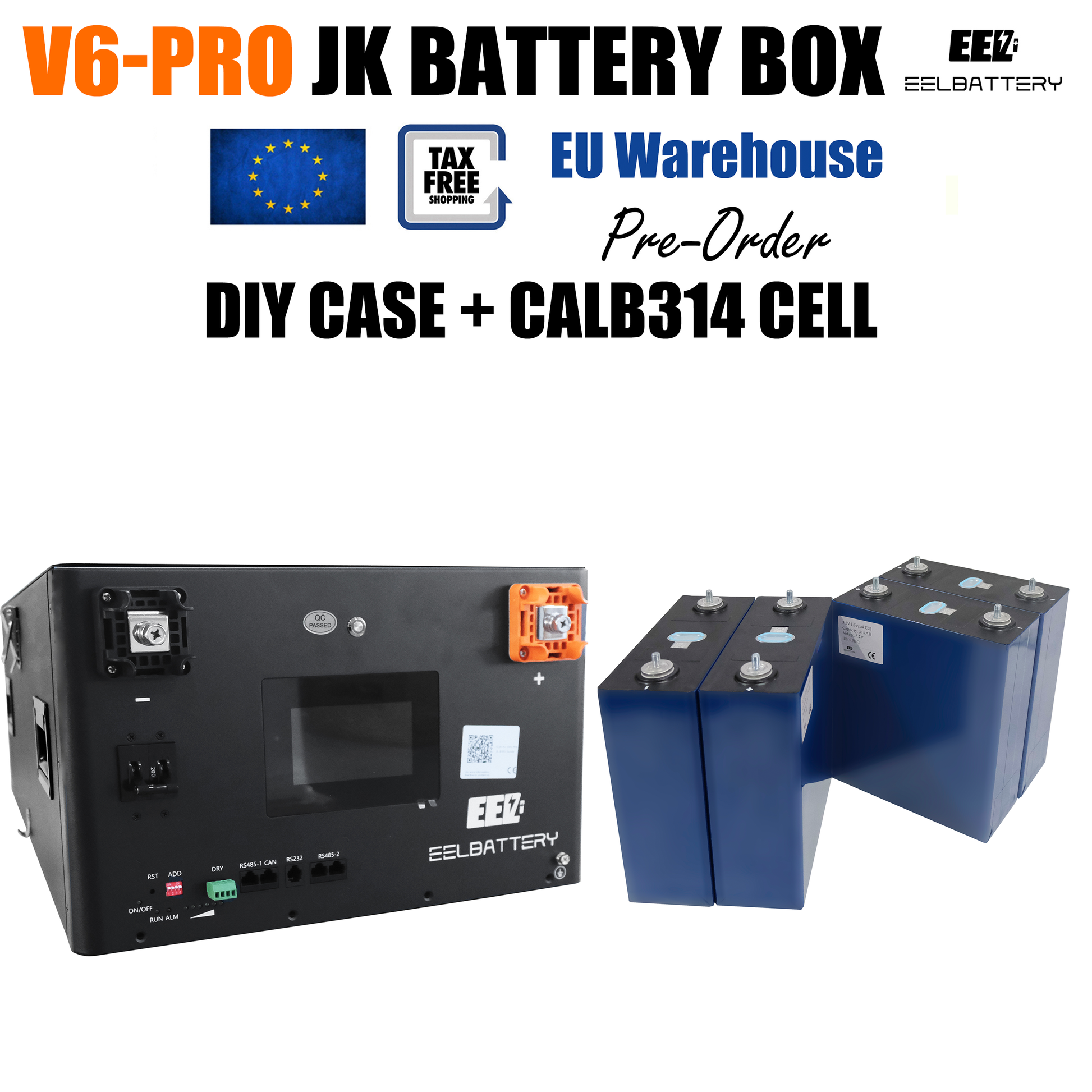 EU Stock-EEL 48V 16S V6-Pro JK Battery Stackable Box DIY Kits with 200A V19 Inverter BMS Energy Storage System Pre-sale Free Shipping & Free Tax & With Cells EEL BATTERY