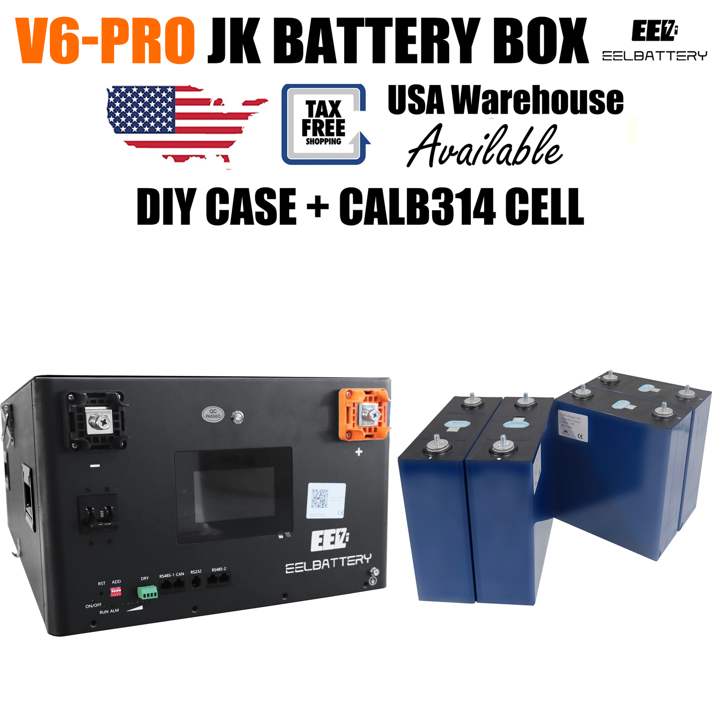 USA Stock-EEL 48V 16S V6-Pro JK Battery Stackable Box DIY Kits with 200A JK V19 BMS Energy Storage System EEL BATTERY