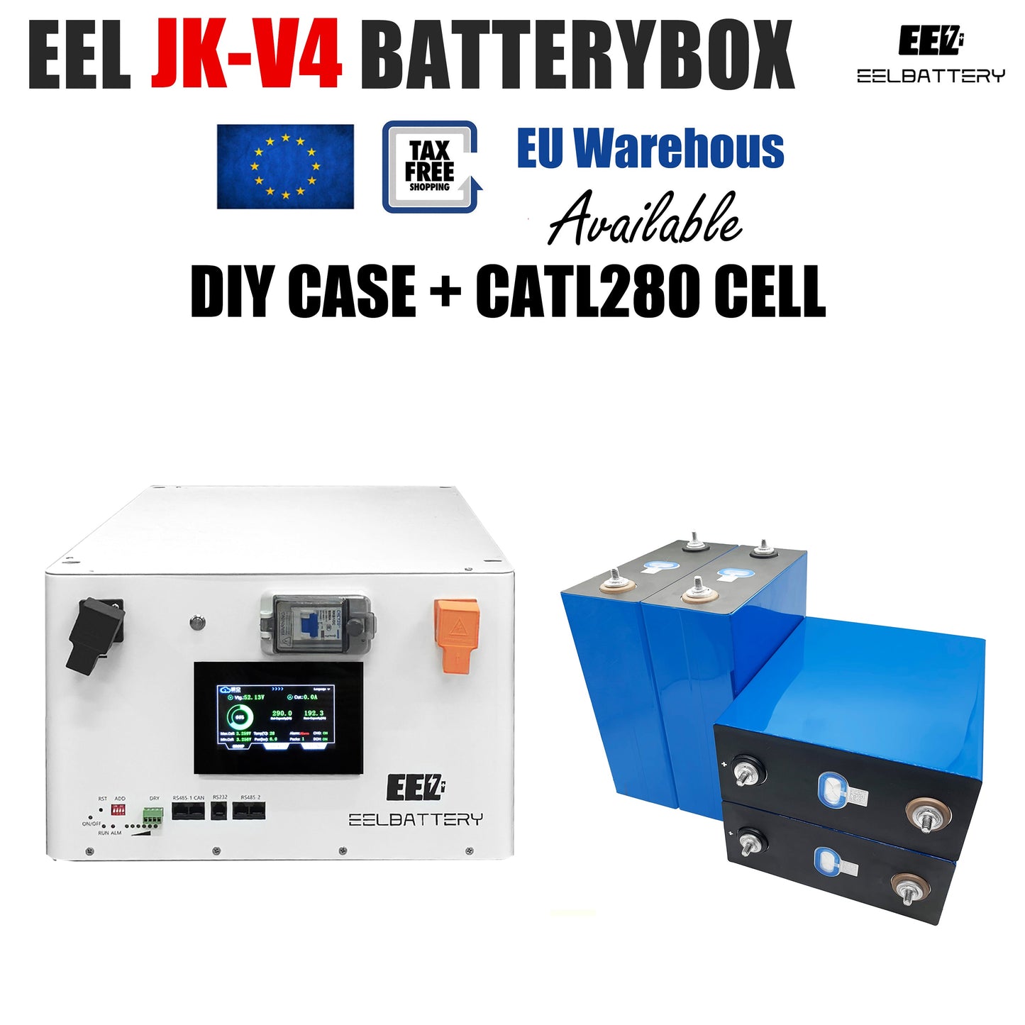EEL 48V 16S Server Rack Battery V4 Box DIY Stackable Kits with JK V19 BMS Box Energy Storage EU Stock EEL BATTERY