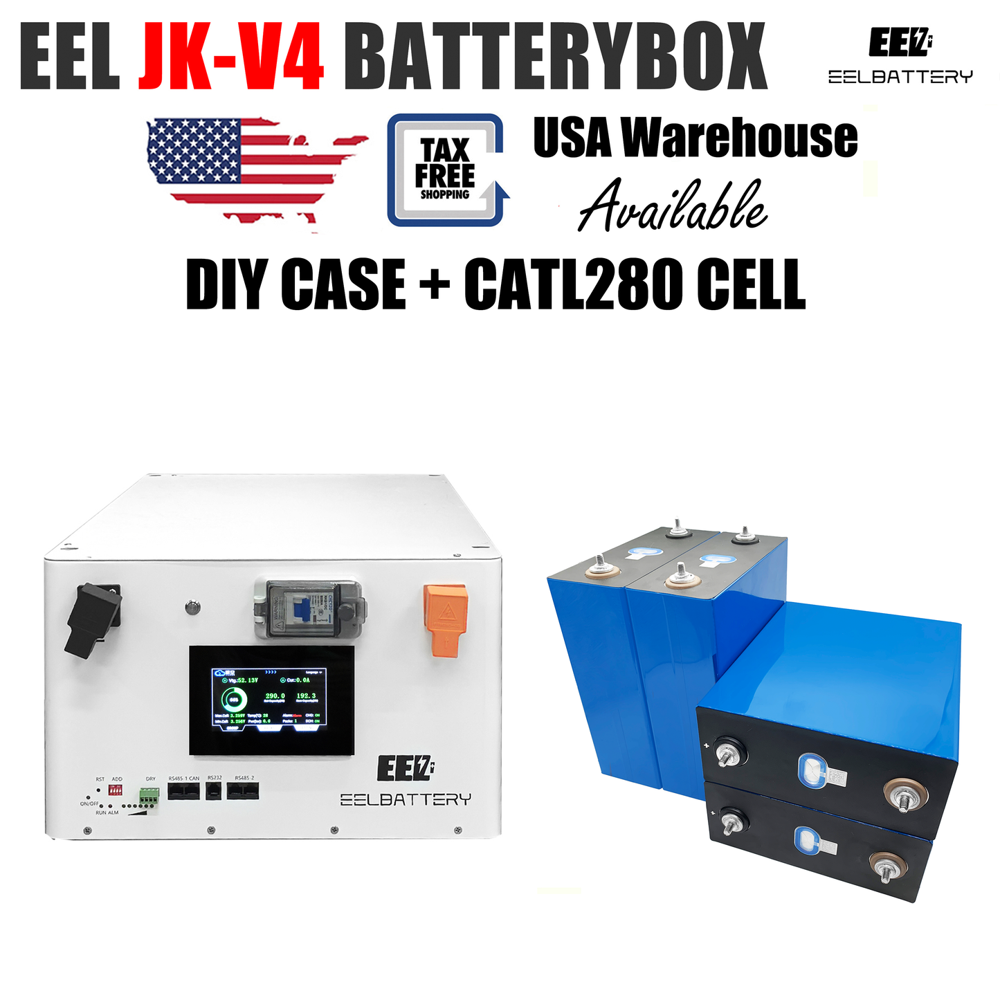 EEL 48V 16S Server Rack Battery V4 Box DIY Stackable Kits with JK V19 BMS Box Energy Storage USA Stock EEL BATTERY