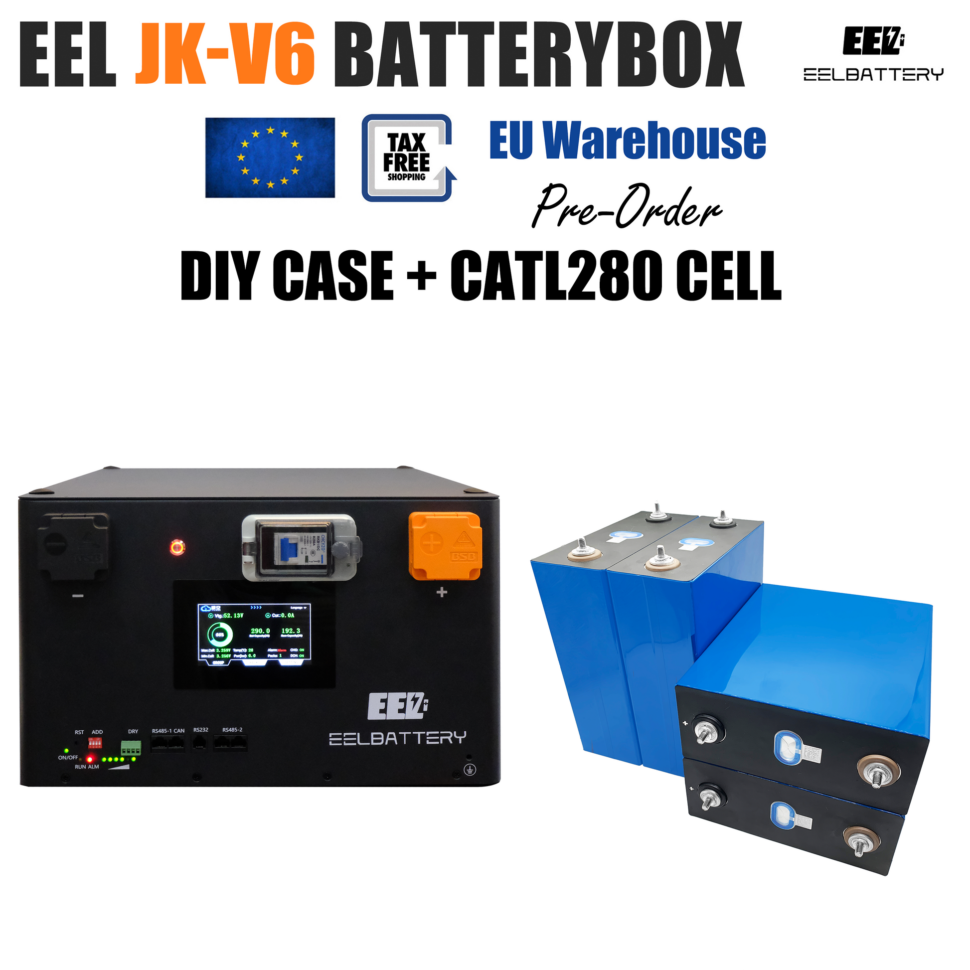 EEL 48V 16S V6-JK Battery Stackable Box DIY Kits with 200A JK V19 BMS Energy Storage System EU Stock Pre-sale EEL BATTERY