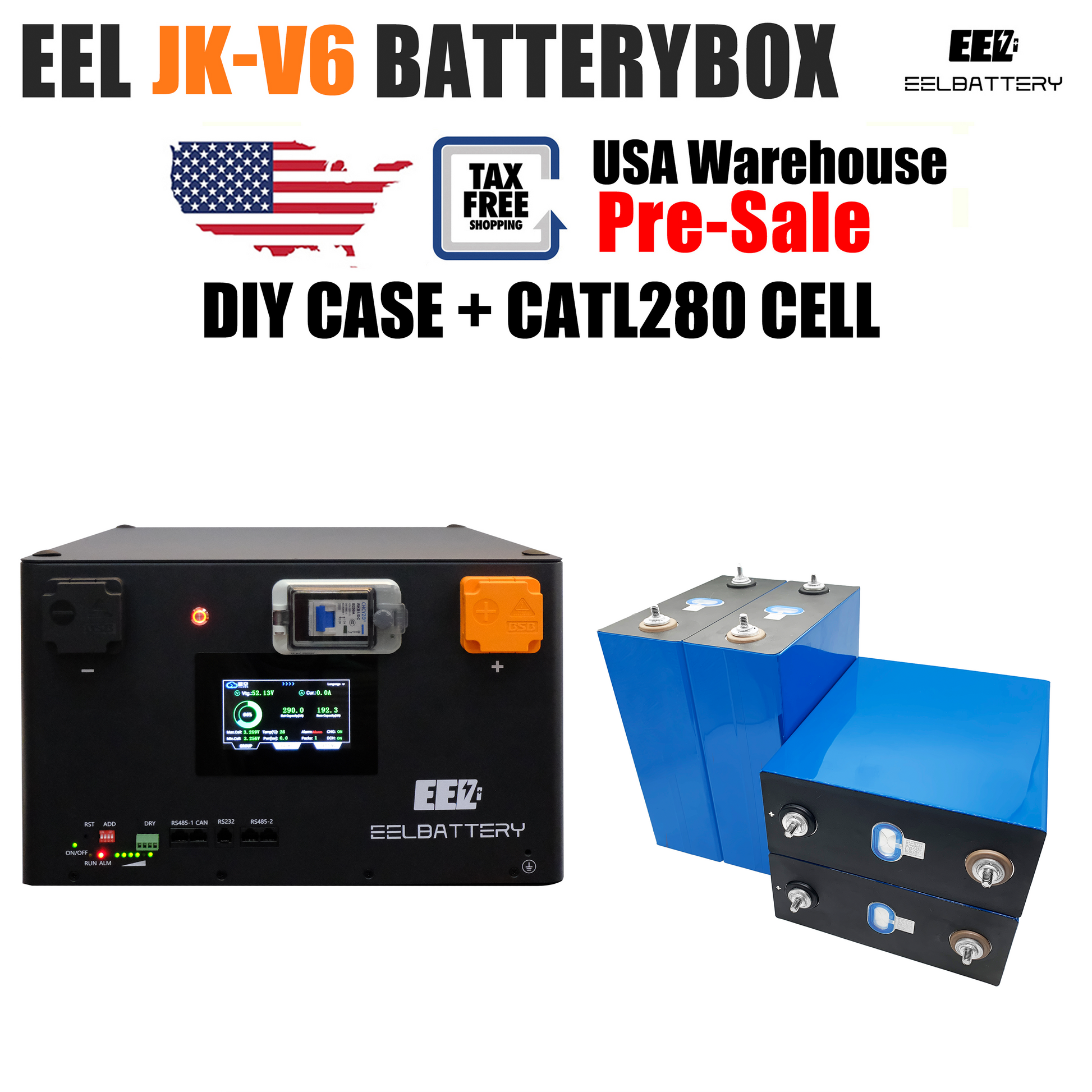 EEL 48V 16S V6-JK Battery Stackable Box DIY Kits with 200A JK V19 BMS ESS USA Shipping Pre-sale EEL BATTERY