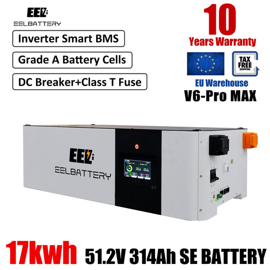EU Stock 51.2v 17kWh EEL Server Rack LiFePO4 Battery Pack with JK BMS for Home Power and Solar Energy Storage