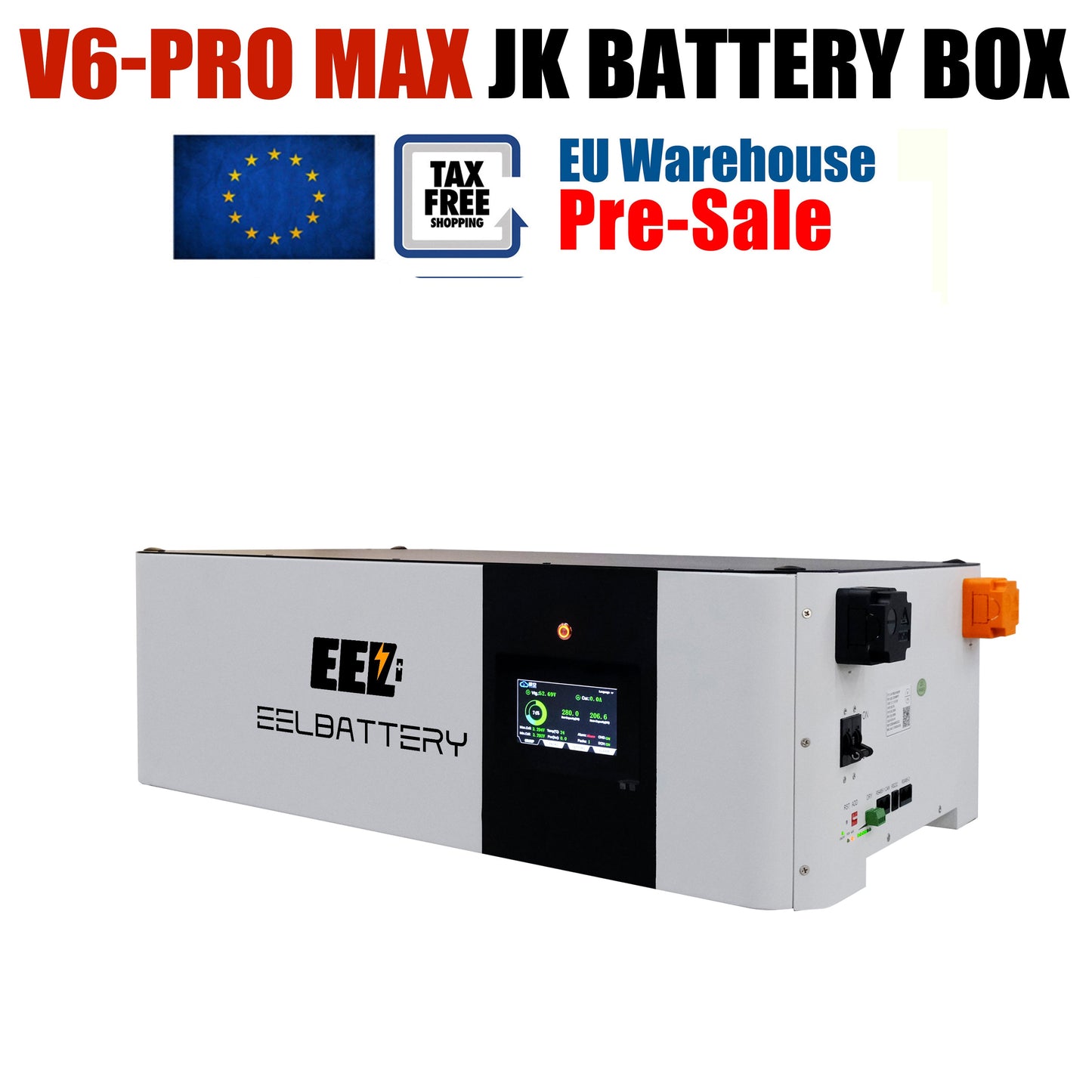 EU Stock-EEL 48V 16S V6-Pro MAX JK Battery Stackable Box DIY Kits with 200A V19 Inverter BMS Energy Storage System Pre-sale Free Shipping & Free Tax & With Cells EEL BATTERY