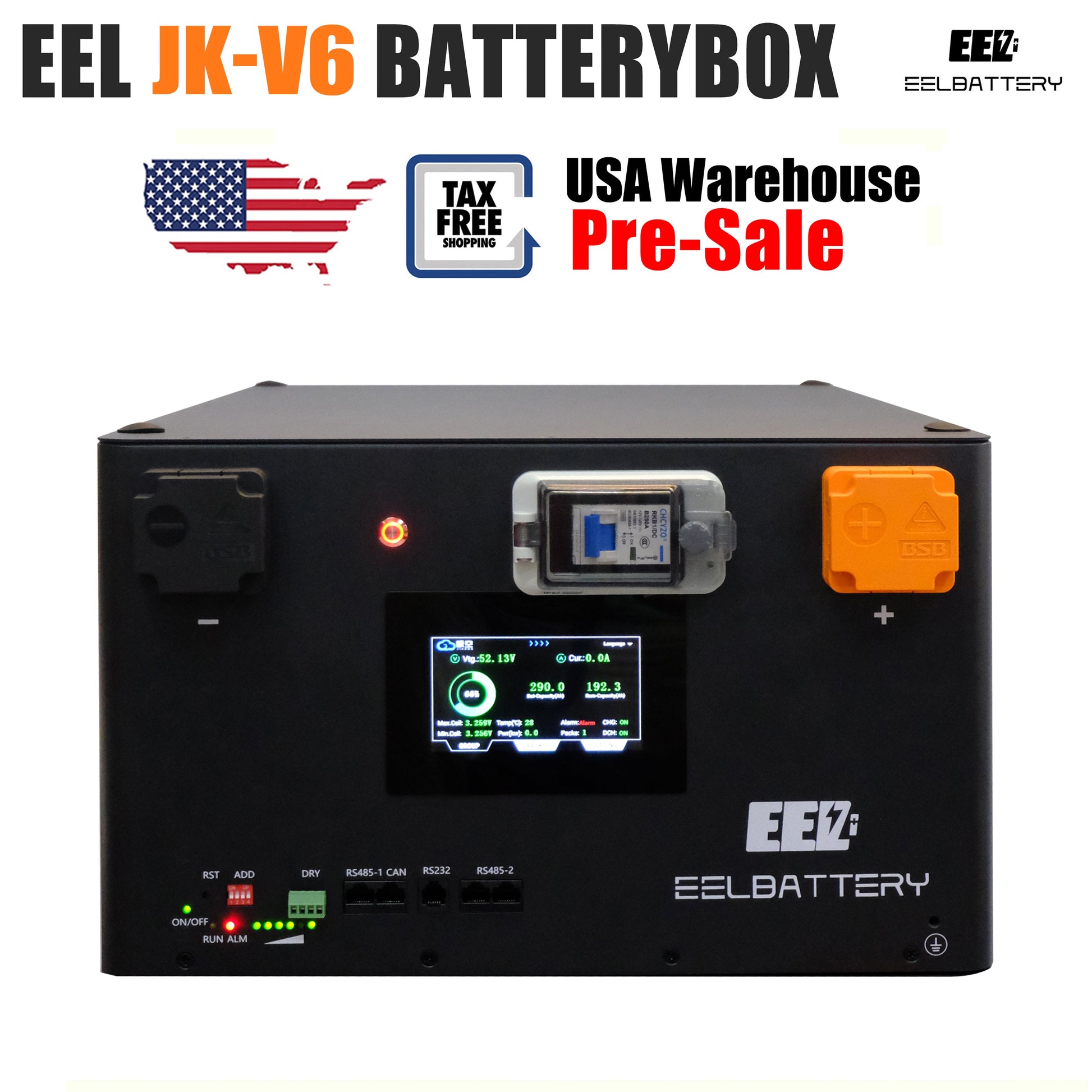 EEL 48V 16S V6-JK Battery Stackable Box DIY Kits with 200A JK V19 BMS ESS USA Shipping Pre-sale EEL BATTERY