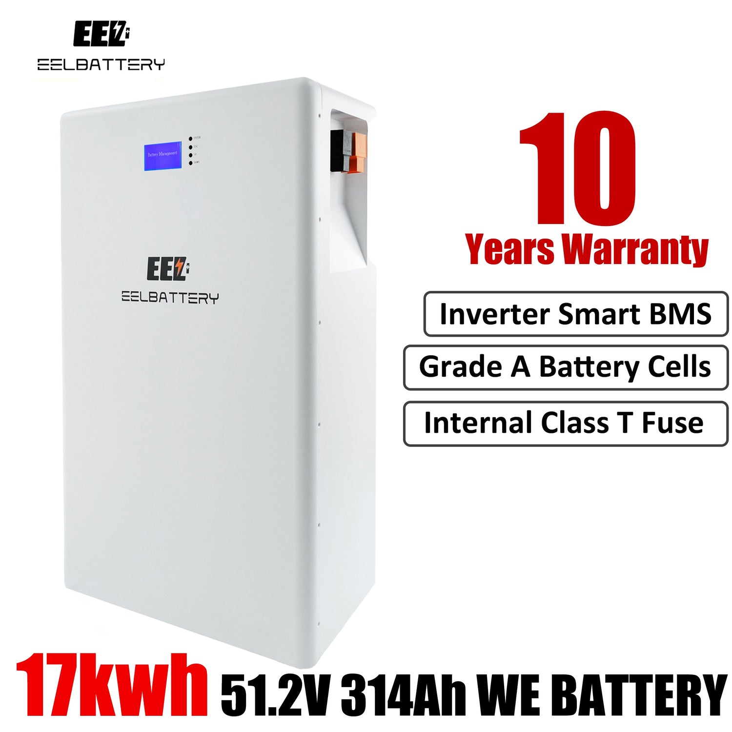 48V 17Kwh EEL Power Wall Assembled LiFePO4 Battery Pack Wall-mounted for Home Power Solar Energy Storage System EEL BATTERY