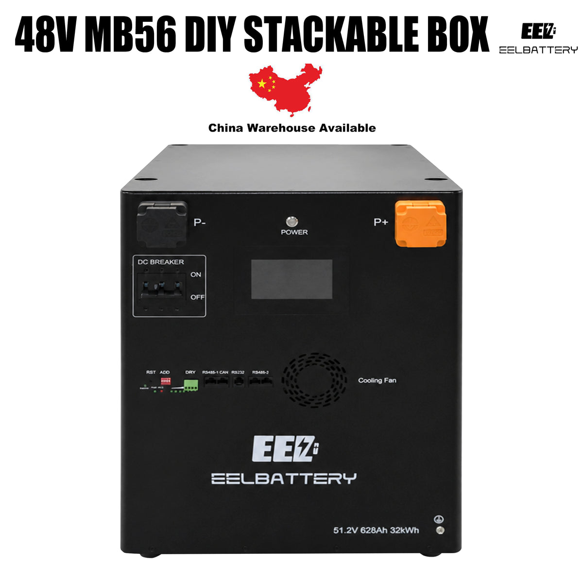 EEL 32kwh 51.2V 16S 628Ah EVE MB56 Stackable Battery Box DIY Kits with 300A JK V19 BMS For Solar Energy Storage System