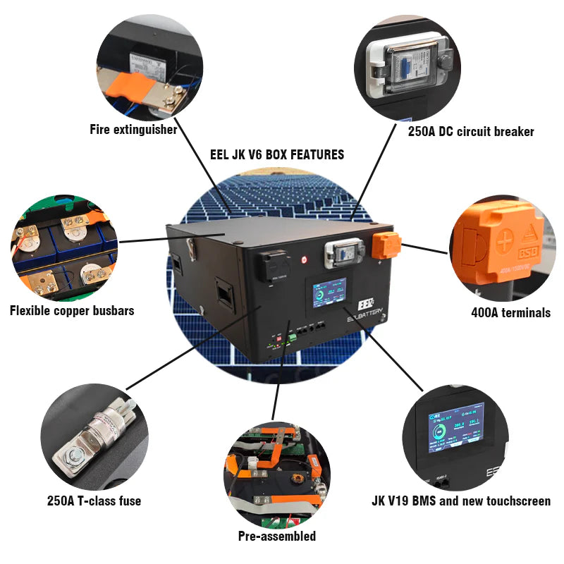 EEL 48V 16S V6-JK Battery Stackable Box DIY Kits with 200A JK V19 BMS Energy Storage System EEL BATTERY