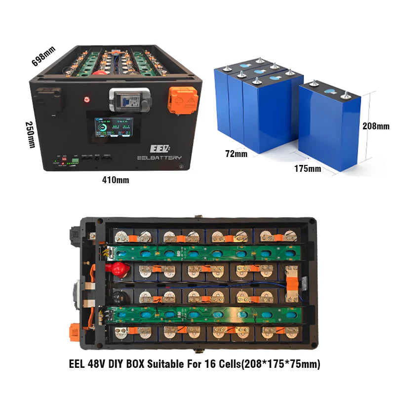 EEL 48V 16S V6-JK Battery Stackable Box DIY Kits with 200A JK V19 BMS Energy Storage System EEL BATTERY