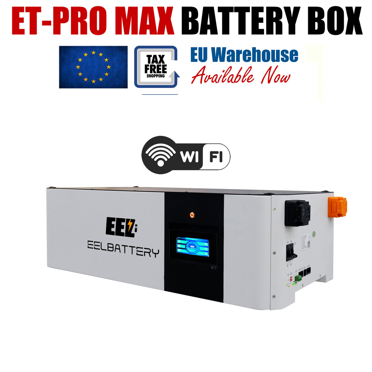 EU Stock-EEL 48V 16S Pro Max Server Rack DIY Unit Wi-Fi Built-in YX BMS Box Inverter 2A Active Balance Hydraulic Magnet DC Breaker Class-T Fuse Energy Storage System