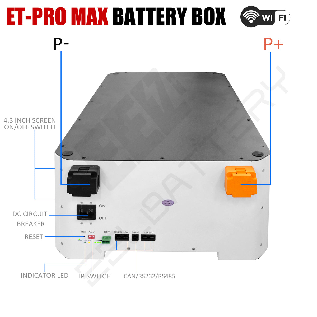 EU Stock-EEL 48V 16S Pro Max Server Rack DIY Unit Wi-Fi Built-in YX BMS Box Inverter 2A Active Balance Hydraulic Magnet DC Breaker Class-T Fuse Energy Storage System