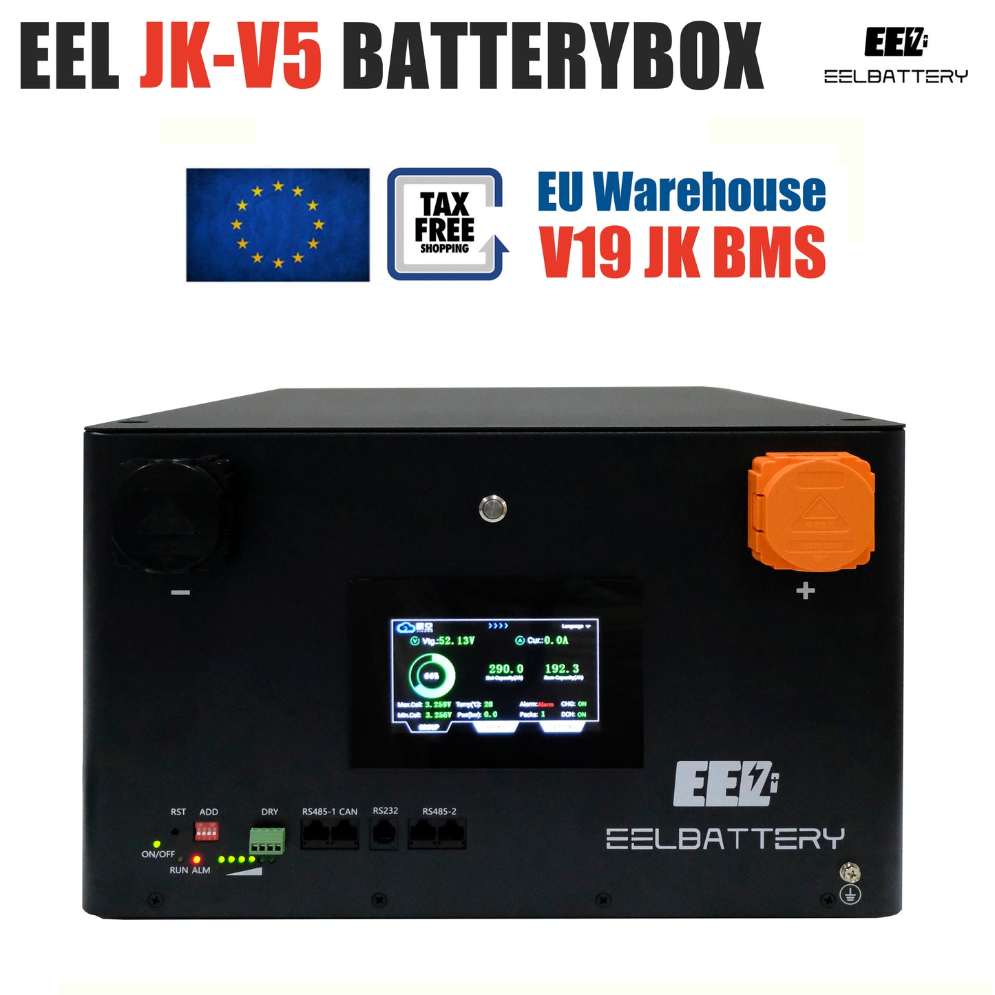 EEL 48V 16S Server Rack Battery V5-JK Box DIY Stackable Kits with JK V19 BMS Box Energy Storage EU Stock