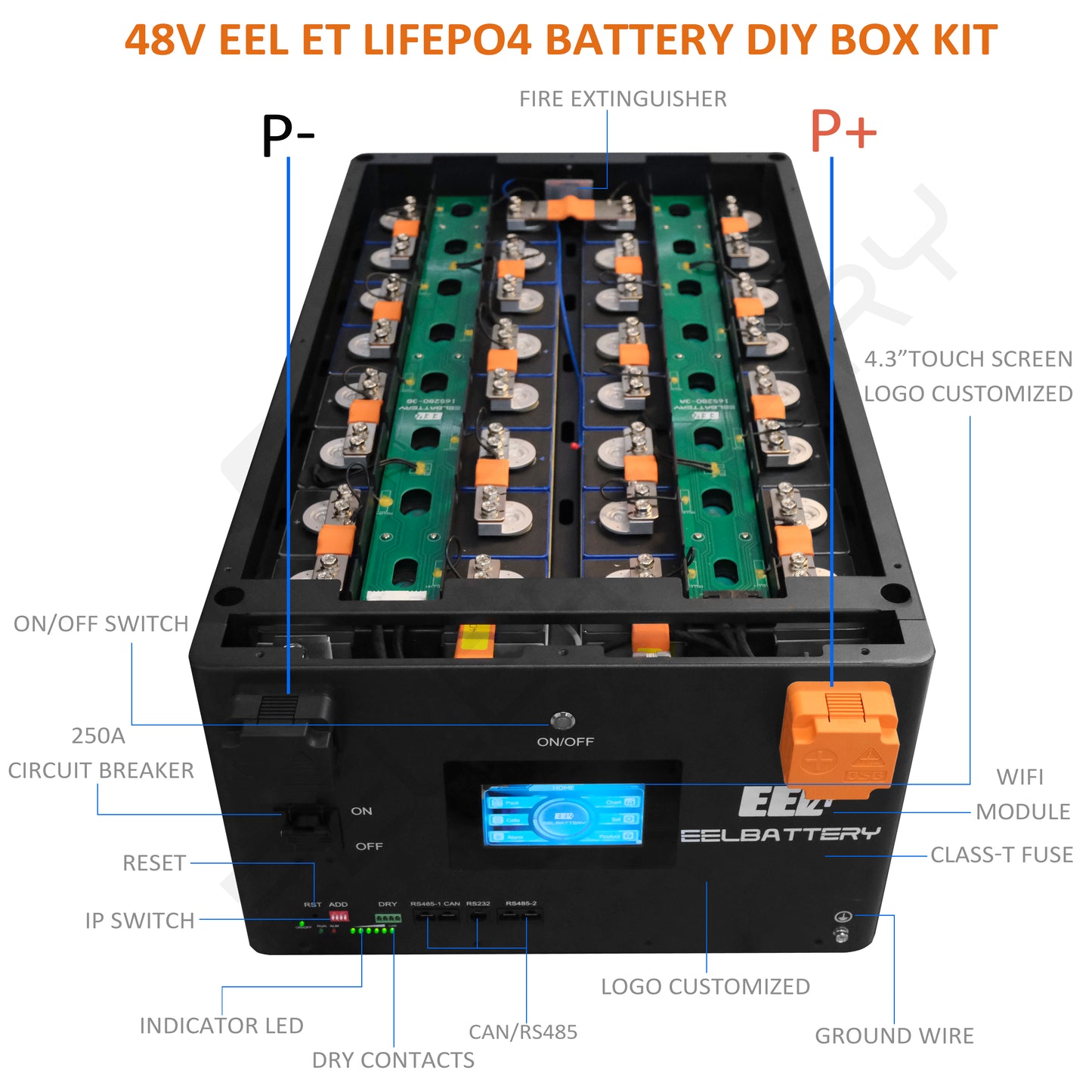 EEL 48V 16S ET Battery Stackable Box WiFi DIY Kits with 200A TDT BMS Home Energy Storage System Remote Control
