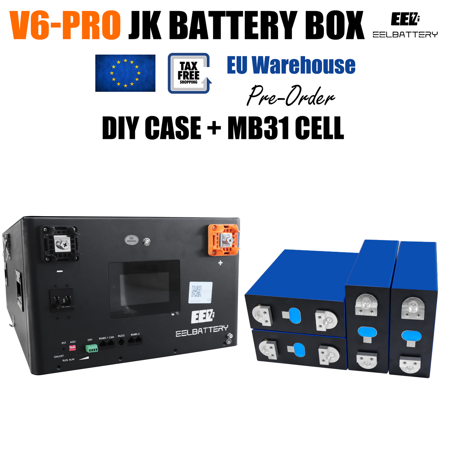 EU Stock-EEL 48V 16S V6-Pro JK Battery Stackable Box DIY Kits with 200A JK V19 BMS Energy Storage System Pre-sale Free Shipping & Free Tax & With Cells EEL BATTERY